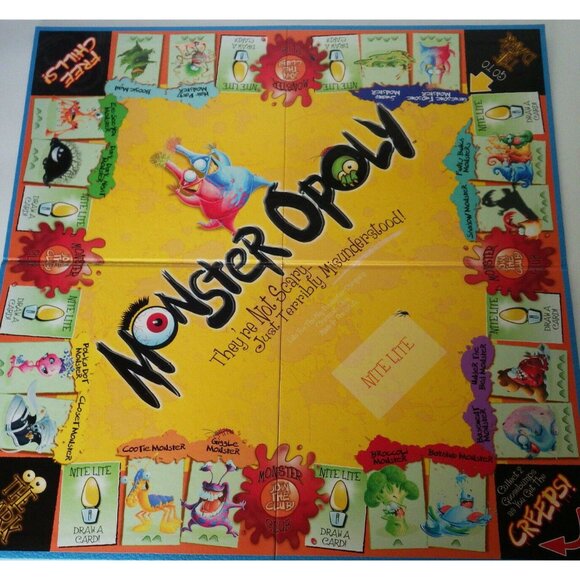 monster opoly game  Monopoly gameboard Craft Game Room Decor Halloween - Picture 1 of 7